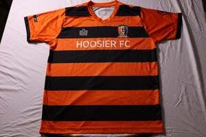 Admiral Hoosier FC Indiana Soccer Jersey Orange Black Stripes #19 Size Medium